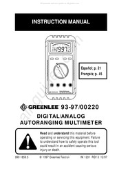 Greenlee Textron 93-97/00220 Manuel D'instructions