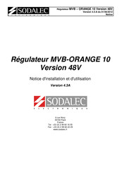 Sodalec MVB-ORANGE 10 Notice D'installation Et D'utilisation