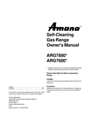 Amana ARG7800 Serie Mode D'emploi