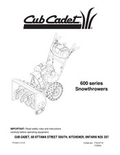 Cub Cadet 600 Serie Mode D'emploi