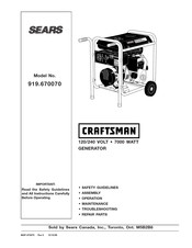 Sears CRAFTSMAN 919.670070 Mode D'emploi