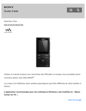 Sony Walkman NW-E393 Guide D'aide