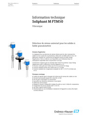 Endress+Hauser Soliphant M FTM50 Information Technique