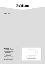 Vaillant VR 92/2 Notice D'utilisation Et D'installation