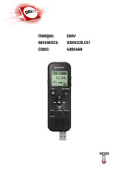 Sony ICD-PX370 Mode D'emploi