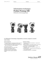 Endress+Hauser Proline Promag 10D Information Technique