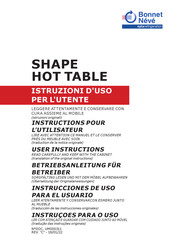 Bonnet Neve SHAPE HOT TABLE Instructions Pour L'utilisateur