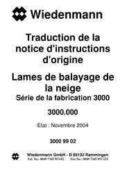 Wiedenmann 3000 Serie Traduction De La Notice D'instructions D'origine