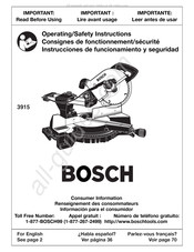 Bosch 3915 Consignes De Fonctionnement/Sécurité