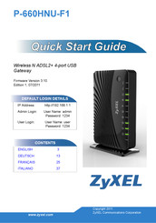 Zyxel P-660HNU-F1 Guide De Démarrage Rapide