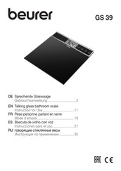 Beurer GS 39 Mode D'emploi