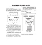 Behringer MICROMIX MX400 Guide Rapide
