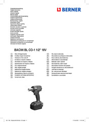 Berner BACIW BL CO-1 1/2 18V Notice Originale