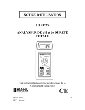 Hanna Instruments HI 93725 Notice D'utilisation