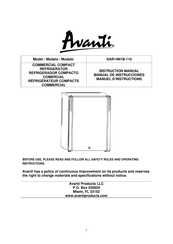 Avanti SAR14N1B-110 Manuel D'instructions