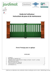 Jardimat Prestige Aluminium Guide De L'utilisateur