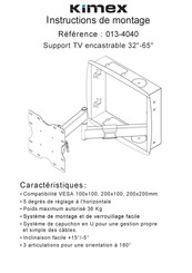Kimex 013-4040 Instructions De Montage