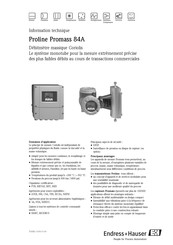 Endress+Hauser Proline Promass 84A Information Technique