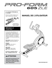 ICON Pro-Form 605 ZLE Manuel De L'utilisateur