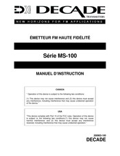 Decade MS-100 Serie Manuel D'instruction
