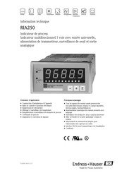 Endress+Hauser RIA250 Information Technique