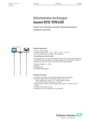Endress+Hauser Insert RTD TPR100 Information Technique