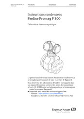 Endress+Hauser Proline Promag P 200 Instructions Condensées