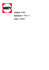 Miele F 456 i-3 Notice De Montage Et D'utilisation