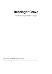 Behringer CRAVE Guide De Démarrage