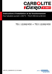 Carbolite Gero TS1 12 Instructions D'installation Et De Fonctionnement