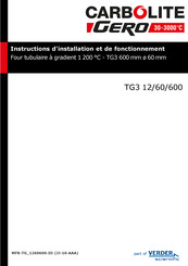 Carbolite Gero TG3 60 Instructions D'installation Et De Fonctionnement