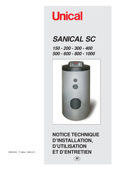 Unical SANICAL SC Serie Notice Technique D'installation, D'utilisation Et D'entretien