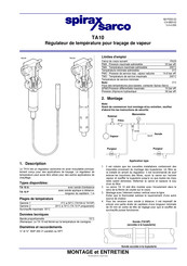 Spirax Sarco TA10 Montage Et Entretien