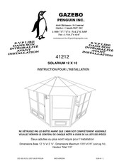 Gazebo Penguin 41212 Instructions Pour L'installation Et L'emploi