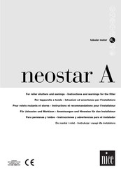 Nice neostar A Instructions Et Recommandations Pour L'installateur