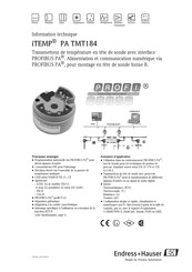 Endress+Hauser iTEMP PA TMT184 Information Technique