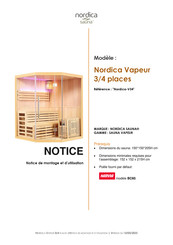 Nordica Sauna Vapeur Notice De Montage Et D'utilisation