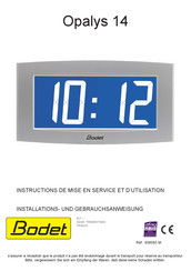 Bodet Opalys 14 Instructions De Mise En Service