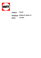 Canon Speedlite 600EX-RT Mode D'emploi