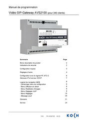 Koch AVS2100 Manuel De Programmation