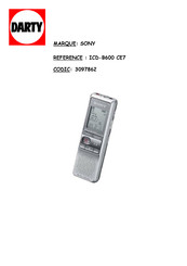 Sony ICD-B600 Mode D'emploi