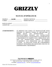 Grizzly 144 000 Manuel D'opérateur