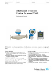 Endress+Hauser Proline Promass F 500 Information Technique
