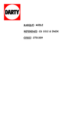 Miele CS 1034 Notice D'utilisation Et De Montage