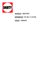 Ariston FB 86 P.1/E IX Notice D'utilisation