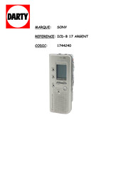 Sony ICD-B7 Mode D'emploi
