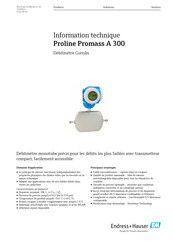 Endress+Hauser Proline Promass A 300 Information Technique
