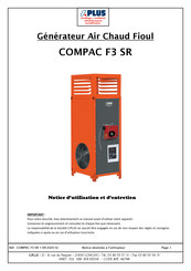 S. Plus COMPAC F3 SR Notice D'utilisation Et D'entretien