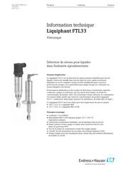 Endress+Hauser Liquiphant FTL33 IO-Link Information Technique