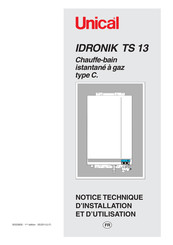 Unical IDRONIK TS 13 Notice Technique D'installation Et D'utilisation